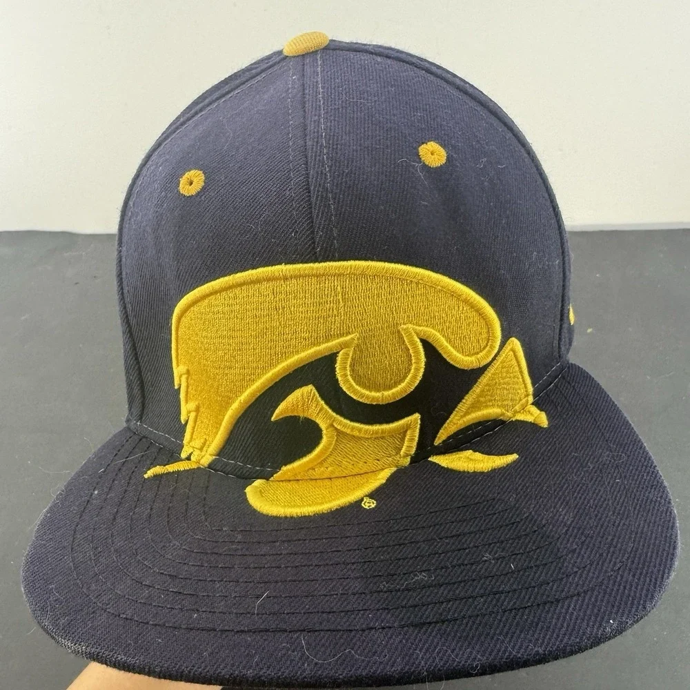 Zephyr Iowa Hawkeyes Oversized Logo Snapback Hat Black Gold NCAA Cap OSFM